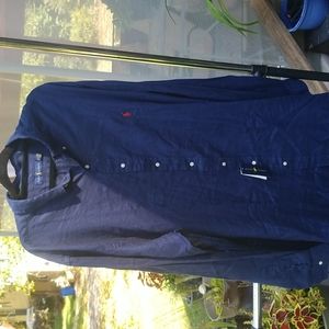 Polo Ralph Lauren Linen Navy Blue Shirt